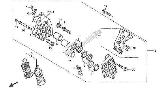 All parts for the R. Front Brake Caliper of the Honda NT 650V 2005