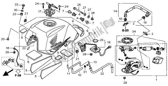 All parts for the Fuel Tank & Fuel Pump of the Honda CBF 600 NA 2010