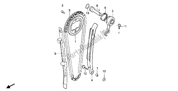 All parts for the Cam Chain & Tensioner of the Honda NX 650 1990