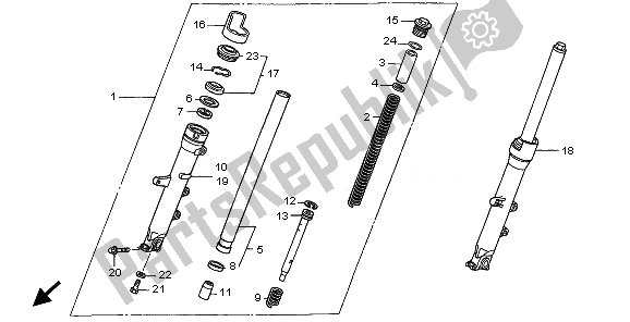 All parts for the Front Fork of the Honda NT 700 VA 2010