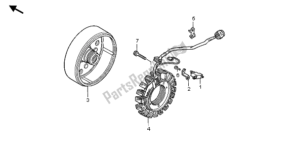 Todas las partes para Generador de Honda TRX 350 FE Fourtrax Rancher 4X4 ES 2000