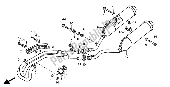 Alle onderdelen voor de Uitlaatdemper van de Honda NX 650 1997