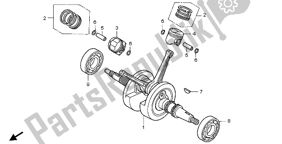 All parts for the Crankshaft & Piston of the Honda VT 125C 2006