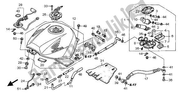 All parts for the Fuel Tank of the Honda VFR 800 2002