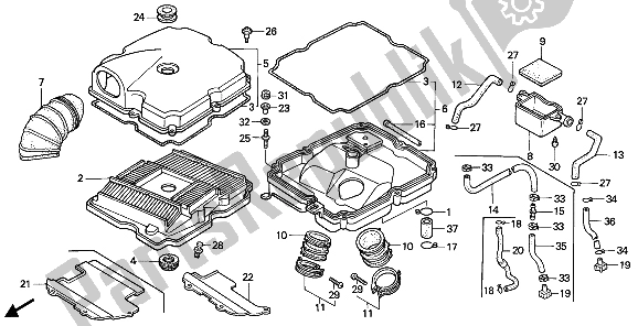 All parts for the Air Cleaner of the Honda NTV 650 1988