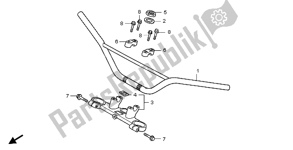 All parts for the Handle Pipe & Top Bridge of the Honda CRF 150 RB LW 2007