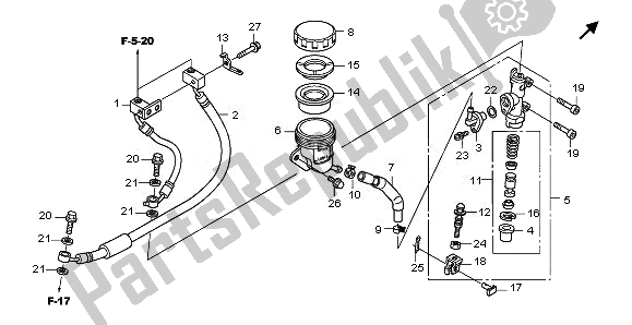 All parts for the Rear Brake Mastercylinder of the Honda CBF 1000 FA 2011