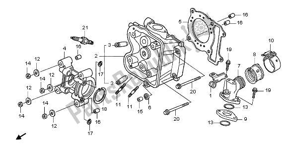 All parts for the Cylinder Head of the Honda PES 125R 2009