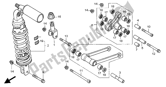 All parts for the Rear Cushion of the Honda VTR 1000 SP 2004