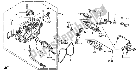 Toutes les pièces pour le Corps De Papillon du Honda VTX 1800C1 2006