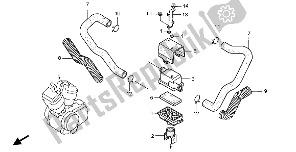 All parts for the Sub Air Cleaner of the Honda VT 1100C2 1996