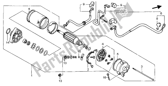 All parts for the Starting Motor of the Honda VT 1100C2 1998