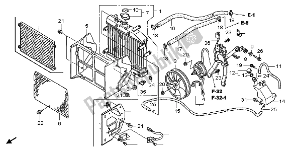 Todas las partes para Radiador de Honda TRX 500 FA Fourtrax Foreman 2004