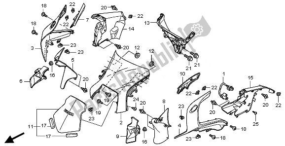 All parts for the Upper Cow of the Honda VFR 1200F 2011