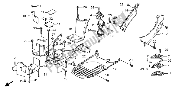 Todas las partes para Panel De Piso Y Escalón Del Pasajero de Honda SH 300A 2009