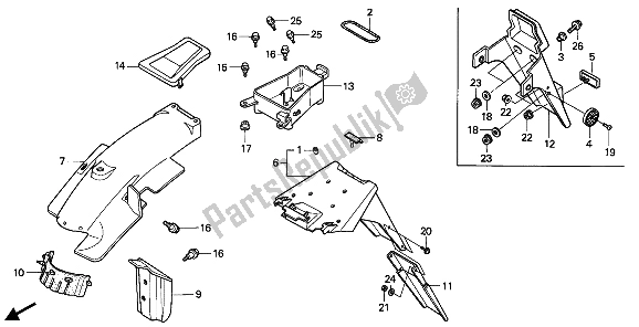 Tutte le parti per il Parafango Posteriore del Honda NSR 50S 1993