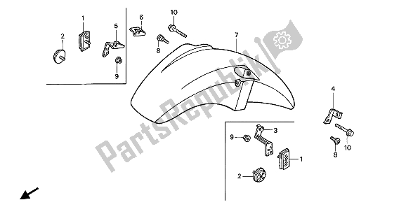 All parts for the Front Fender of the Honda VFR 750F 1993