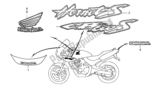 Todas as partes de Marca do Honda CB 600F2 Hornet 2002