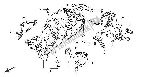 Alle onderdelen voor de Achterspatbord van de Honda VFR 800 2005