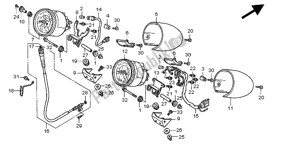 All parts for the Meter (mph) of the Honda GL 1500C 1998