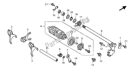 All parts for the Gearshift Drum of the Honda CBR 1000 RA 2010