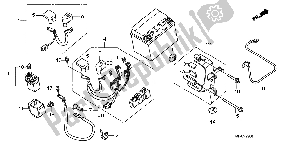 All parts for the Battery of the Honda CBF 1000A 2006