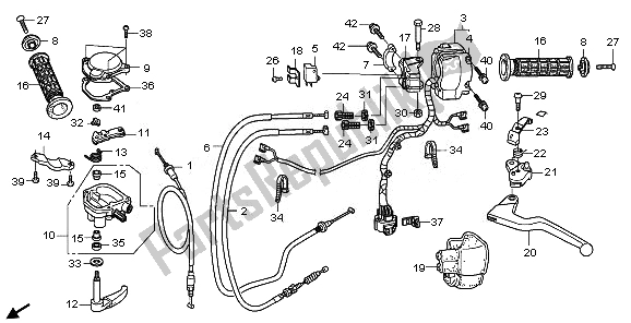 All parts for the Handle Lever & Switch & Cable of the Honda TRX 700 XX 2011