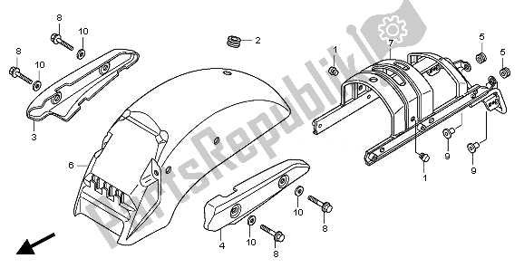 All parts for the Rear Fender of the Honda VT 750C2B 2010
