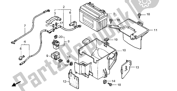 All parts for the Battery & Battery Box of the Honda CBR 600F 1995