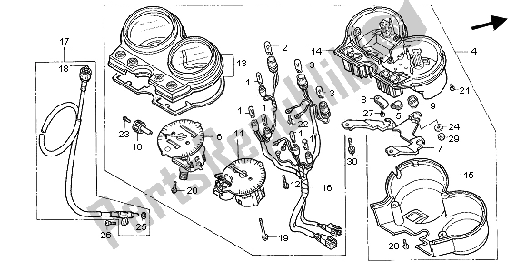 All parts for the Meter (mph) of the Honda CB 500 1996
