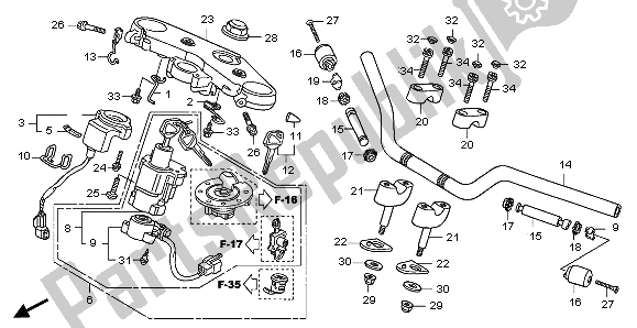 All parts for the Handle Pipe & Top Bridge of the Honda CB 1300 SA 2007
