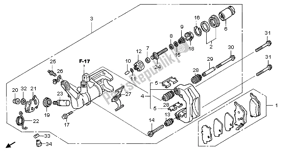 Todas las partes para Pinza De Freno Trasero de Honda TRX 680 FA Fourtrax Rincon 2006