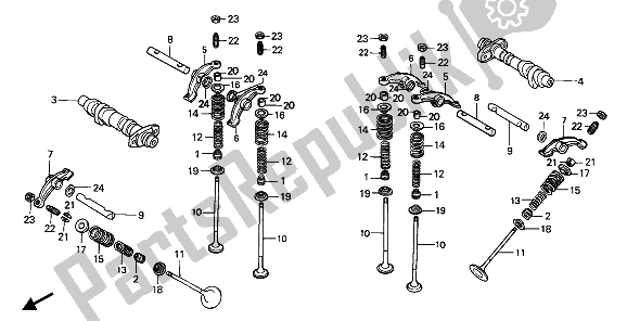 Tutte le parti per il Albero A Camme E Valvola del Honda VT 600C 1990