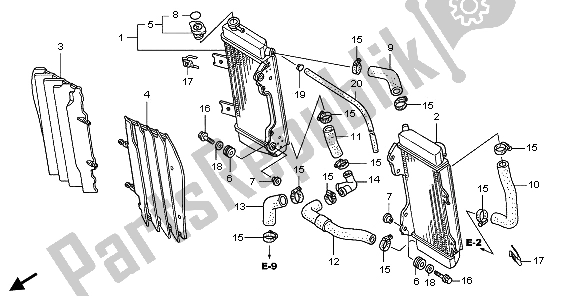 Alle onderdelen voor de Radiator van de Honda CRF 450R 2006