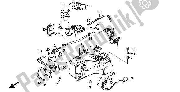 Alle onderdelen voor de Benzinetank van de Honda GL 1500A 1996