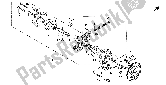 All parts for the Oil Pump of the Honda XR 600R 1998