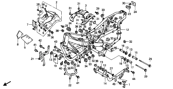 Toutes les pièces pour le Corps De Châssis du Honda PC 800 1989