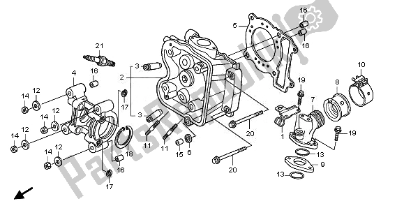 All parts for the Cylinder Head of the Honda SH 125R 2011