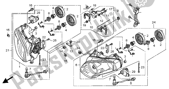 Alle onderdelen voor de Koplamp (uk) van de Honda GL 1800A 2002