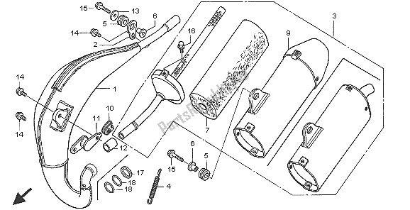 All parts for the Expansion Chamber of the Honda CR 85R SW 2005