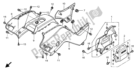 All parts for the Body Cover of the Honda TRX 400 FW Fourtrax Foreman 2001
