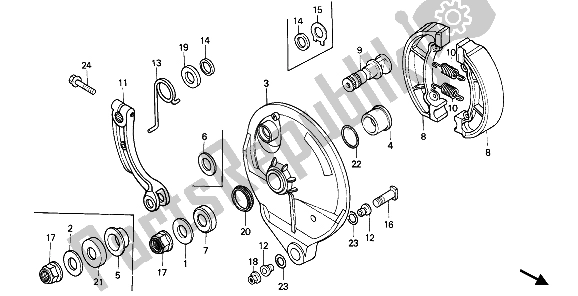 Tutte le parti per il Pannello Freno Posteriore del Honda CR 125R 1985