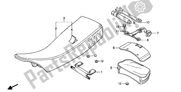 All parts for the Seat & Tools of the Honda XR 250R 1985