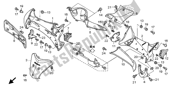 Tutte le parti per il Coperchio Del Tubo Principale E Protezione Delle Gambe del Honda ANF 125 2009