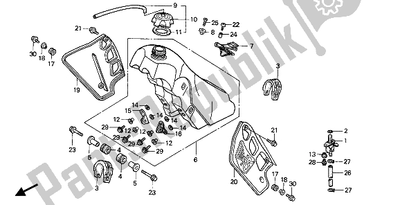 All parts for the Fuel Tank of the Honda CR 500R 1991