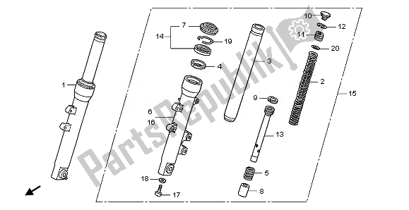 All parts for the Front Fork of the Honda PES 150 2010