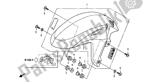 All parts for the Front Fender of the Honda CB 600 FA Hornet 2012