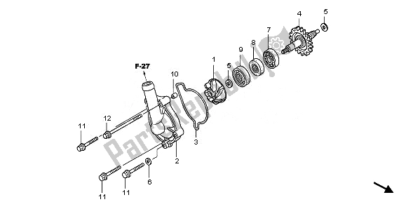 Alle onderdelen voor de Waterpomp van de Honda CRF 250X 2011