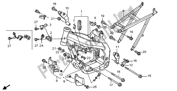 All parts for the Frame Body of the Honda CRF 450R 2006