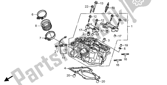 All parts for the Rear Cylinder Head of the Honda XL 1000 VA 2011